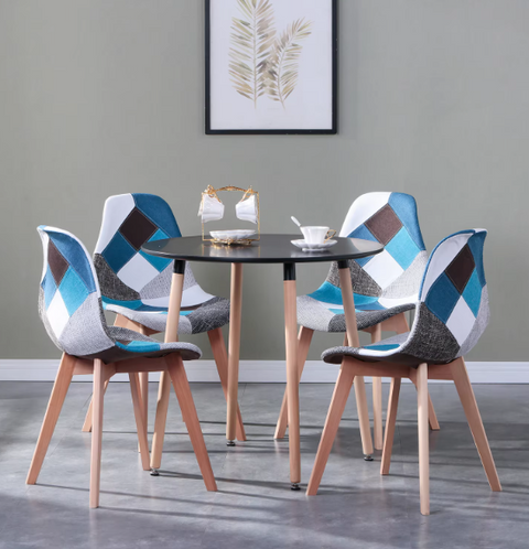 Chair - Dining Chairs - Dining Chairs Set of 4 - Scandinavian Medieval Style - Patchwork Frabic - 86*46*47cm - Blue