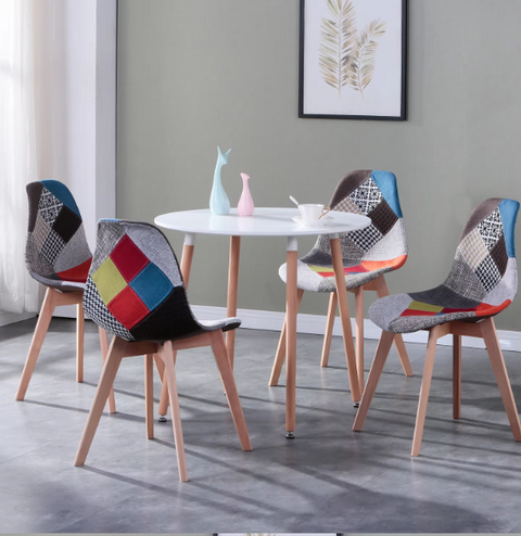 Chair - Dining Chairs - Dining Chairs Set of 4 - Scandinavian Medieval Style - Patchwork Frabic - 86*46*47cm - Red