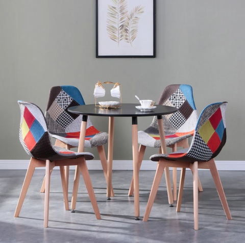 Chair - Dining Chairs - Dining Chairs Set of 4 - Scandinavian Medieval Style - Patchwork Frabic - 86*46*47cm - Red