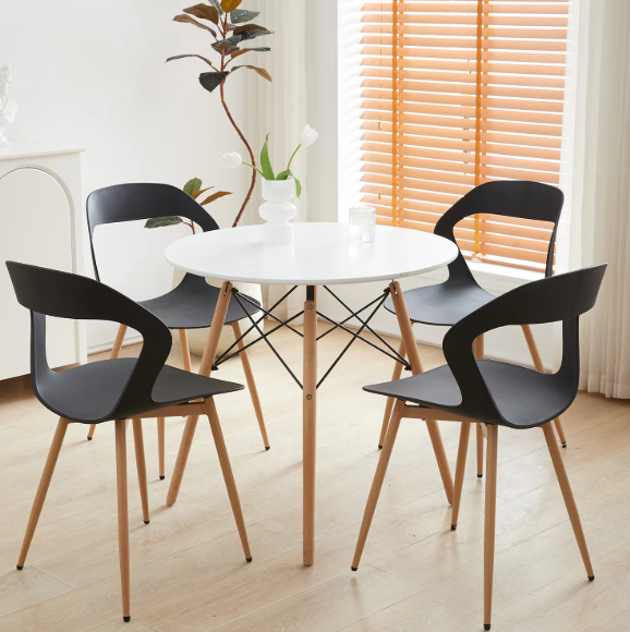 Chair - Chairs Dining Chairs - Set of 4 Chairs - Hollow Dining Chairs - Modern &amp; Simple - Household Stool with Backrest - Scandinavian Negotiation Chair - Plastic Chair - Backrest Height &lt;125mm/12.cm - Black