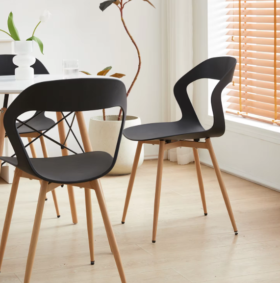 Chair - Chairs Dining Chairs - Set of 4 Chairs - Hollow Dining Chairs - Modern &amp; Simple - Household Stool with Backrest - Scandinavian Negotiation Chair - Plastic Chair - Backrest Height &lt;125mm/12.cm - Black