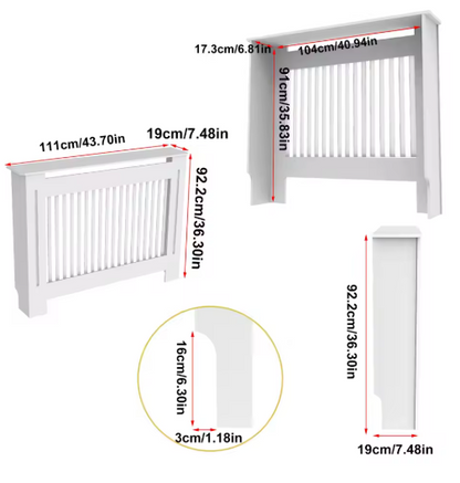 Radiatorombouwen - Radiatorbekleding - Woonkamer Meubels - Moderne Minimalistische Stijl - Verticaal - Medium - Buitenkant 111x19X92cm/43.7x7.5x36.2inch - Binnenkant 104x17.3x91cm/40.94x6.81x35.8inch - Wit - QUORE
