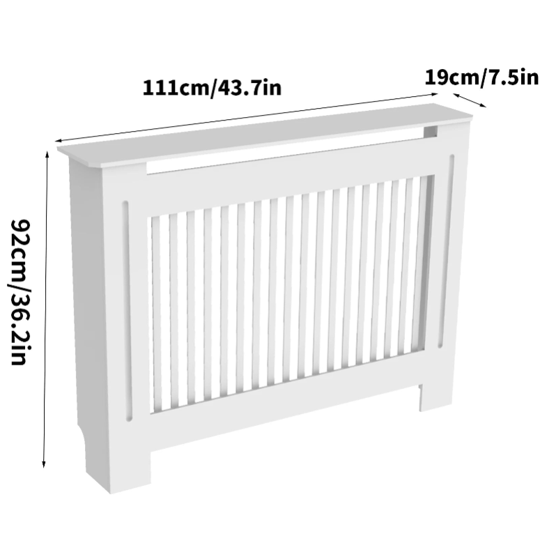 Radiatorombouwen - Radiatorbekleding - Woonkamer Meubels - Moderne Minimalistische Stijl - Verticaal - Medium - Buitenkant 111x19X92cm/43.7x7.5x36.2inch - Binnenkant 104x17.3x91cm/40.94x6.81x35.8inch - Wit - QUORE