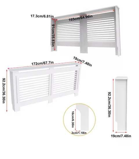 Radiatorombouwen - Radiatorbekleding - Woonkamermeubels - Moderne Minimalistische Stijl - Horizontaal - XL - Buitenkant  172x19x92.2cm/67.7x7.4x36inch  - Binnenkant  165x17.3x91cm/64.96x6.81x35.83inch  - Wit