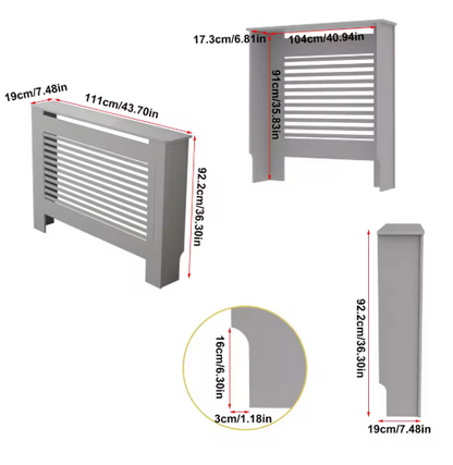Radiatorombouwen - Radiatorbekleding - Woonkamer Meubels - Moderne Minimalistische Stijl - Horizontaal - Medium - Buitenkant 111x19X92cm/43.7x7.5x36.2inch - Binnenkant 104x17.3x91cm/40.94x6.81x35.8inch - Wit - QUORE