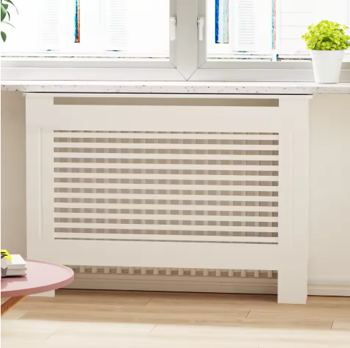 Radiatorombouwen - Radiatorbekleding - Woonkamer Meubels - Moderne Minimalistische Stijl - Horizontaal - Medium - Buitenkant 111x19X92cm/43.7x7.5x36.2inch - Binnenkant 104x17.3x91cm/40.94x6.81x35.8inch - Wit - QUORE