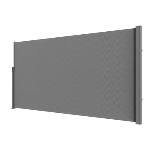 Wind screen - Side screen - Retractable Side screen for outside - Waterproof - Polyester - Privacy screen - PU coating - UV 30+ sun protection - Wind screen and room divider - 180X300cm - Gray