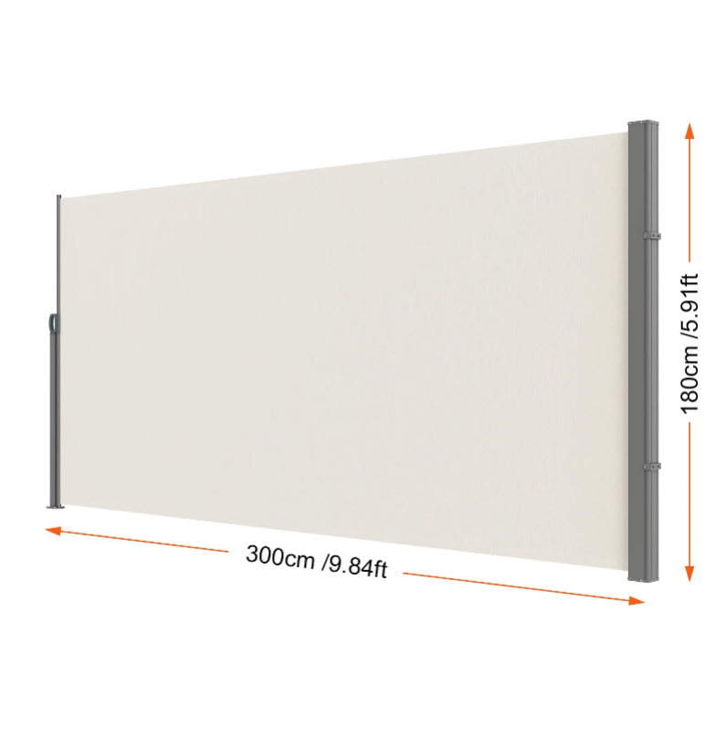 Windscreen - Side Screen - Retractable Side Screen for Outdoor - Waterproof - Polyester - Privacy Screen - PU coating - UV 30+ Sun Protection - Windscreen and Room Divider - 180X300cm - Yellowish