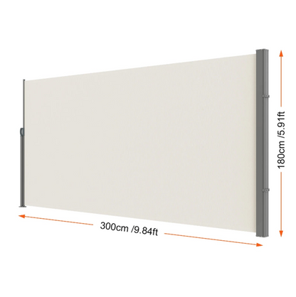 Windscreen - Side Screen - Retractable Side Screen for Outdoor - Waterproof - Polyester - Privacy Screen - PU coating - UV 30+ Sun Protection - Windscreen and Room Divider - 180X300cm - Yellowish