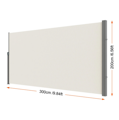 Windscreen - Side Screen - Retractable Side Screen for Outdoor - Waterproof - Polyester - Privacy Screen - PU coating - UV 30+ Sun Protection - Windscreen and Room Divider - 200X300cm - Yellowish