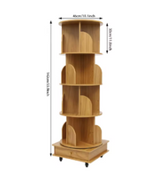 Roterende Boekenkast - Staand rek - Houten Planken - 360 Graden Boekenplanken - 4 Verdiepingen - Kinderen en Volwassenen