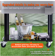Rollende IJskist - Koeler Kar - Grijs - 80 Qt - Draagbare Bar Drinkkoeler - Voor Terras, Achtertuin, Feest - 46x93x89cm