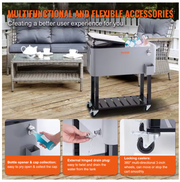 Rollende IJskist - Koeler Kar - Grijs - 80 Qt - Draagbare Bar Drinkkoeler - Voor Terras, Achtertuin, Feest - 46x93x89cm