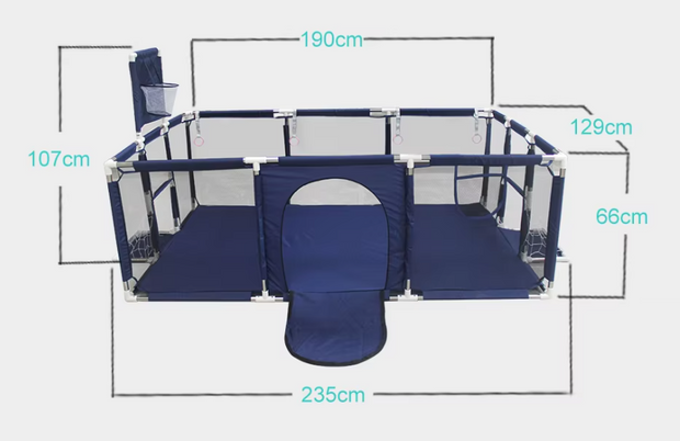 Grondbox - Speelbox - Grondbox Baby - Playpen - 235x129x107cm - Grijs