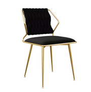 Fluwelen Eetkamerstoel - Set van 2 - Gestoffeerde Stoel - Vergulde Poten - 77x43x44cm