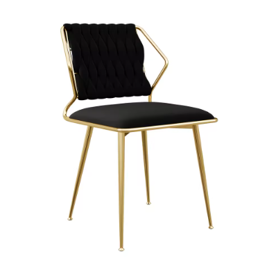 Fluwelen Eetkamerstoel - Set van 2 - Gestoffeerde Stoel - Vergulde Poten - 77x43x44cm