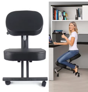 Kniestoel - Ergonomisch - Ergochair - Kniekruk - Ergonomische Werkkruk & Bureaustoel - Balansstoel - Stoel - Kruk - Elegant Ontwerp - Zwart