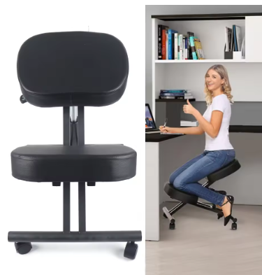 Kniestoel - Ergonomisch - Ergochair - Kniekruk - Ergonomische Werkkruk & Bureaustoel - Balansstoel - Stoel - Kruk - Elegant Ontwerp - Zwart