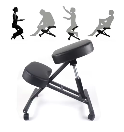 Kniestoel - Ergonomisch - Ergochair - Kniekruk - Ergonomische Werkkruk & Bureaustoel - Balansstoel - Stoel - Kruk - Elegant Ontwerp - Zwart