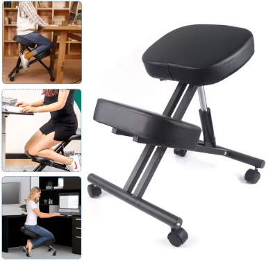 Kniestoel - Ergonomisch - Ergochair - Kniekruk - Ergonomische Werkkruk & Bureaustoel - Balansstoel - Stoel - Kruk - Elegant Ontwerp - Zwart