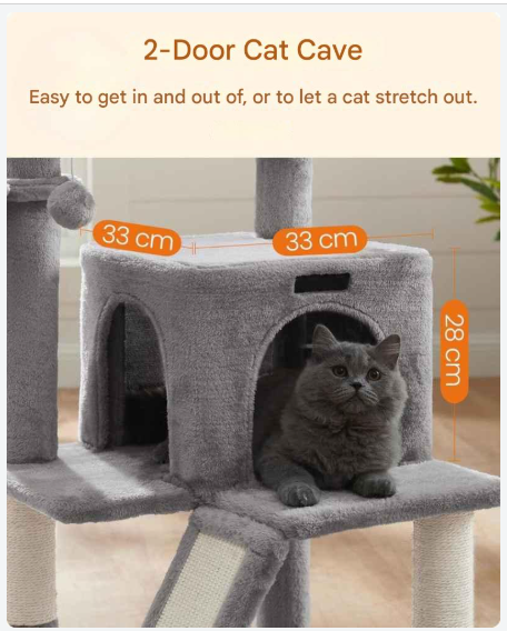 Krabpaal Voor Zware Katten - Krabpaal - Krabpaal Voor Grote Katten - 48x48x96cm - Lichtgrijs