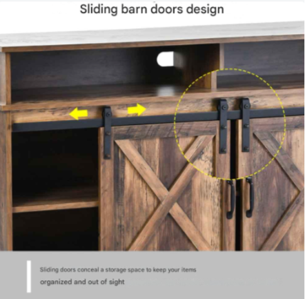 Grote Tv-Kast - Dressoir Entertainmentcentrum - met 2 Klassieke Schuifdeuren - Verstelbare Planken - voor Woonkamer - Eetkamer - Boerderijontwerp - 148x40x78cm