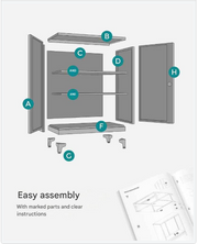 Kantoorkast - Archiefkast met Slot - Metalen Kast - Archiefkast Wit - 40 x 80 x 90 cm
