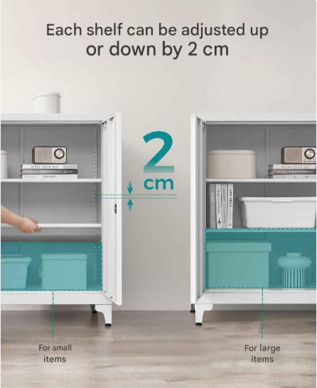 Kantoorkast - Archiefkast met Slot - Metalen Kast - Archiefkast Wit - 40 x 80 x 90 cm