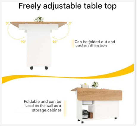 Keukeneiland - Modern Keukeneiland - Keukenkast - Uitneembare Serveerwagen Buffetkast - Eetkamerwagen - met Houtnerf - Buffetkast - Multifunctionele Eettafel - met Opbergruimte