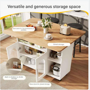 Keukeneiland - Modern Keukeneiland - Keukenkast - Uitneembare Serveerwagen Buffetkast - Eetkamerwagen - met Houtnerf - Buffetkast - Multifunctionele Eettafel - met Opbergruimte