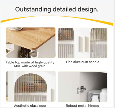 Keukeneiland - Modern Keukeneiland - Keukenkast - Uitneembare Serveerwagen Buffetkast - Eetkamerwagen - met Houtnerf - Buffetkast - Multifunctionele Eettafel - met Opbergruimte