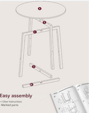 Ronde Eettafel - Spaanplaat Staal - Moderne tafel - 80cm D, 75cm H - Ebbenhout Zwart-Inktzwart - 10,8 kg - 100 kg capaciteit