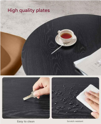 Ronde Eettafel - Spaanplaat Staal - Moderne tafel - 80cm D, 75cm H - Ebbenhout Zwart-Inktzwart - 10,8 kg - 100 kg capaciteit