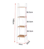 4-Lagen Opbergplank - Industrieel Opbergrek van Hout en Metaal - Smal Open Kast - Opbergmeubel - voor Woonkamer - Slaapkamer en Keuken - 34 x 35 x 148 cm - Wit