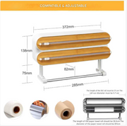 Keukenrolhouder voor Muur - 3-Way Foliesnijder - Magnetische Vershoudfolie Dispenser - met Scherpe Snijder - Verbeterde Foliedispenser - Vershoudfoliesnijder met Keukenrolhouder - Wit
