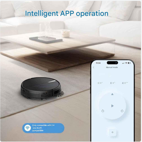 Slimme Dweilrobot met App – 3-in-1 Dweilsysteem - en Vloerreiniger - in Zwart - voor Stofzuigen - Vegen en Dweilen