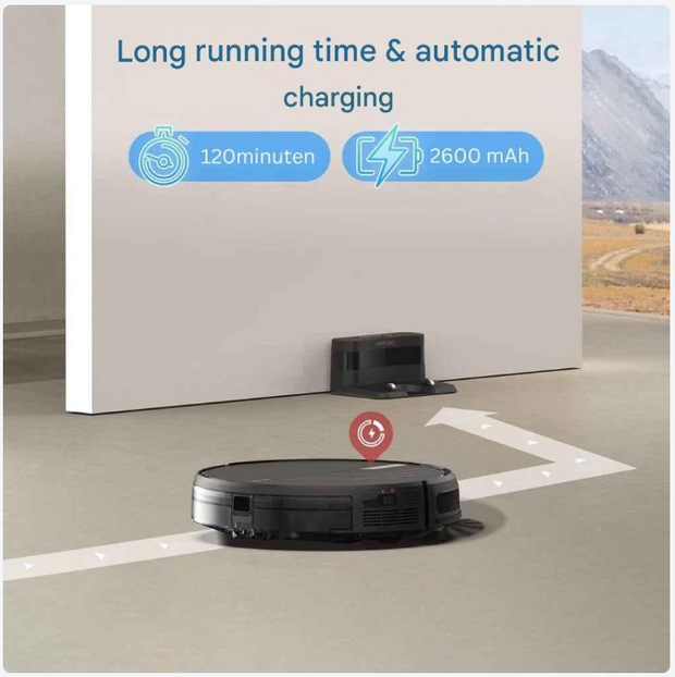 Slimme Dweilrobot - 3-in-1 Dweilsysteem - Zelfopladend - Laag Geluidsniveau - Robotstofzuiger - met App  en Vloerreiniger - voor Stofzuigen - Vegen en Dweilen - Zwart