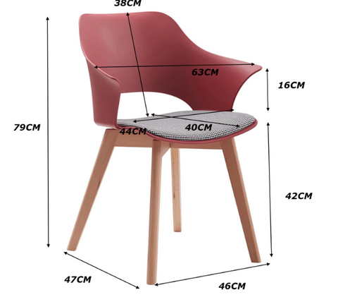 Eetkamerstoel Set van 4 - Meerdere Kleuren - Stoelen - Houten Poten - Moderne Eetkamerstoelen - Scandinavisch Design - Rood