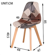 Set van 4 Stoelen - Eetkamerstoel - Eetkamerstoelen - Houten poten - 4 Stoelen - Voor keuken of Huiskamer - Moderne Look - Leuk Printje - Vrolijke Stoel - Grijs