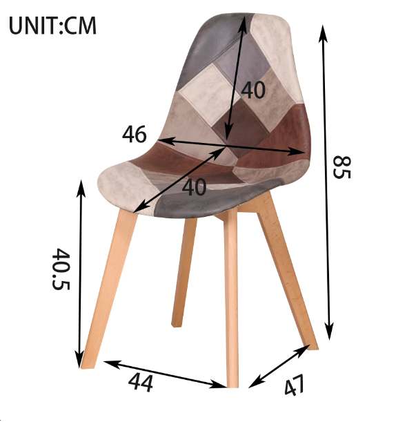 Set van 4 Stoelen - Eetkamerstoel - Eetkamerstoelen - Houten poten - 4 Stoelen - Voor keuken of Huiskamer - Moderne Look - Leuk Printje - Vrolijke Stoel - Grijs