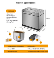 Broodmachine - Metallic - 19 in 1 - RVS - Automatisch - 650 Watt