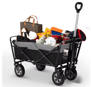 Trendy Bolderkar 'Sep'- Opvouwbaar - 100ltr / 80 kg - 4 All-terrain Banden - Zwart/Grijs - Draaibaar - Multifunctioneel - Kinderen - Boodschappen - Picknick