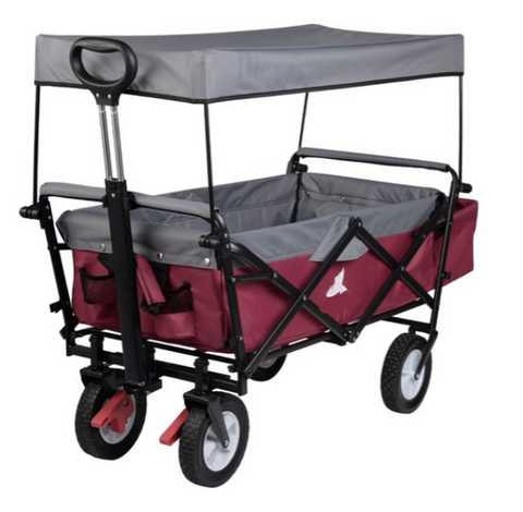 Bolderkar Opvouwbaar - met dakje - tuinkar - stevige banden - bolderwagen - Kinderwagen - handkar