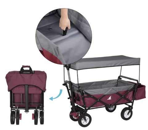 Bolderkar Opvouwbaar - met dakje - tuinkar - stevige banden - bolderwagen - Kinderwagen - handkar