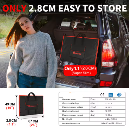 Opvouwbaar Zonnepaneel voor Powerbank, Telefoon, Survival - Noodpakket Denk Vooruit - Kamperen - Draadloos Elektriciteit - 200W