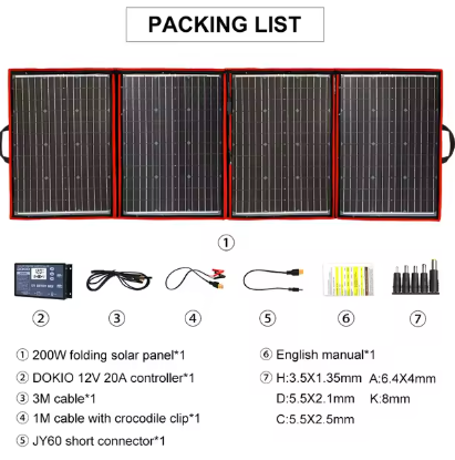 Opvouwbaar Zonnepaneel voor Powerbank, Telefoon, Survival - Noodpakket Denk Vooruit - Kamperen - Draadloos Elektriciteit - 200W