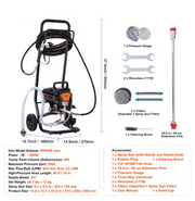 Draagbaar - Professionele Airless Verfspuit - Met Wielen - Met Kar - 950W - 3000psi