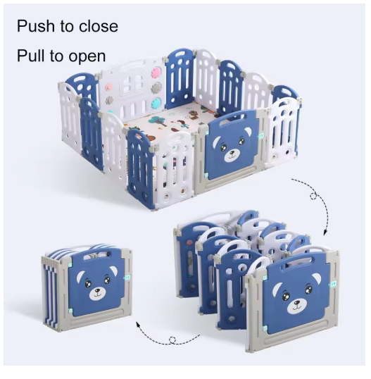 Baby Grondbox - Incl. Ruim Speelkleed - Snel Inklapbaar - 12x2 Panelen - Veiligheidsdeur - Speelpaneel - 149x156 cm - Kruipbox - Babybox