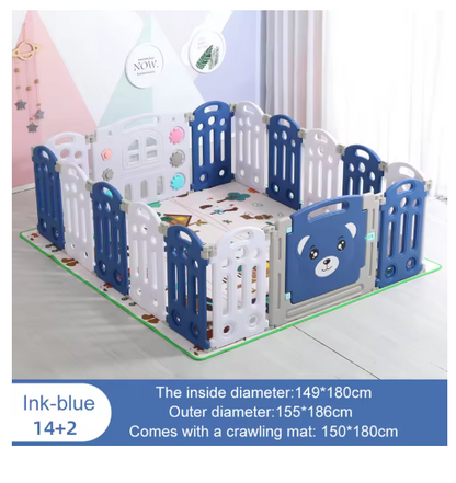 Baby Grondbox - Incl. Ruim Speelkleed - Snel Inklapbaar - 12x2 Panelen - Veiligheidsdeur - Speelpaneel - 149x156 cm - Kruipbox - Babybox