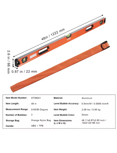 Waterpas Deluxe - Aluminium - 4 Stuks - Sterke Magneten - Opbergtas